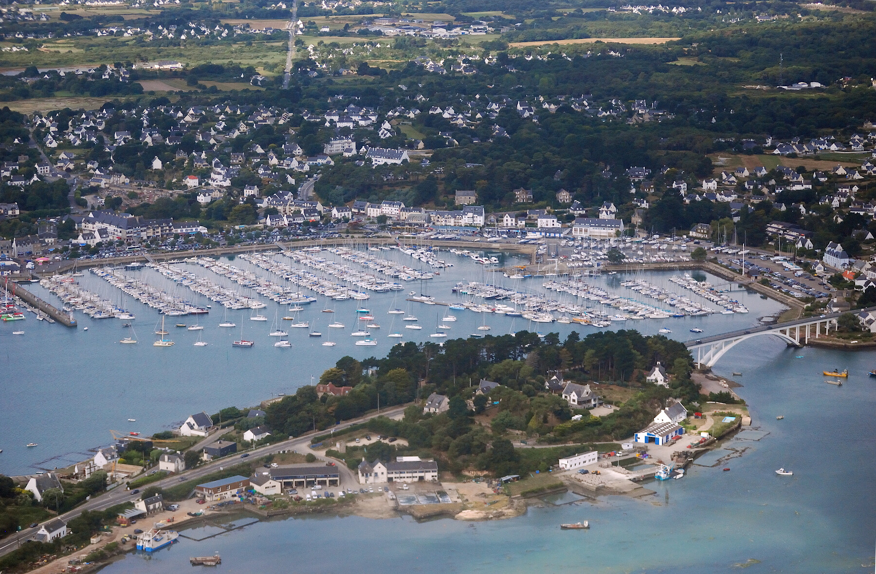 Vue aerienne du port de La Trinite-sur-Mer, point de depart de la Cap Martinique